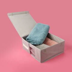 Home PVC Detaylı Hurç - Gri - 38x33x15 cm