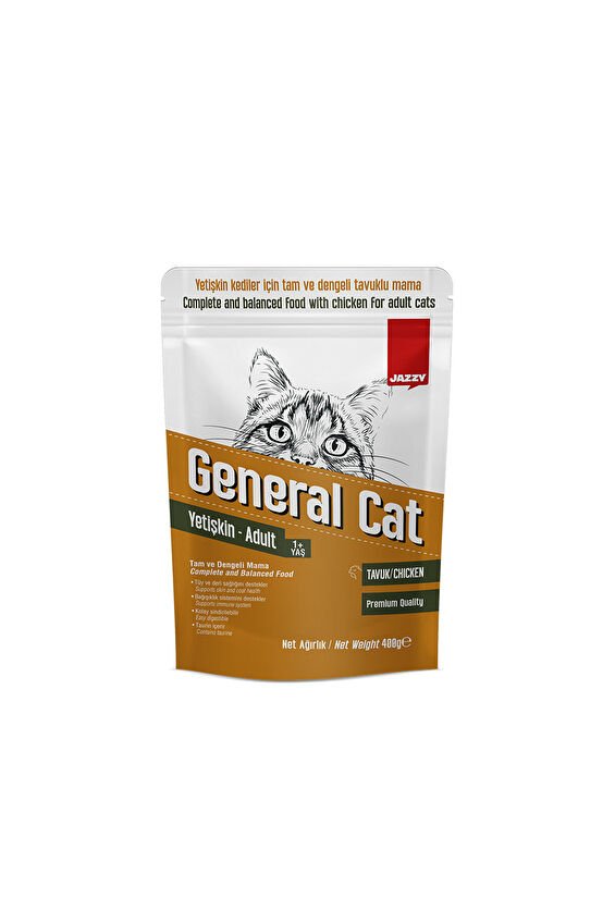 400 Gr Jazzy General Cat Yetkişkin Kedi Maması Tavuklu 12li