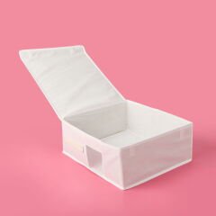 Home PVC Detaylı Hurç - Beyaz - 38x33x15 cm