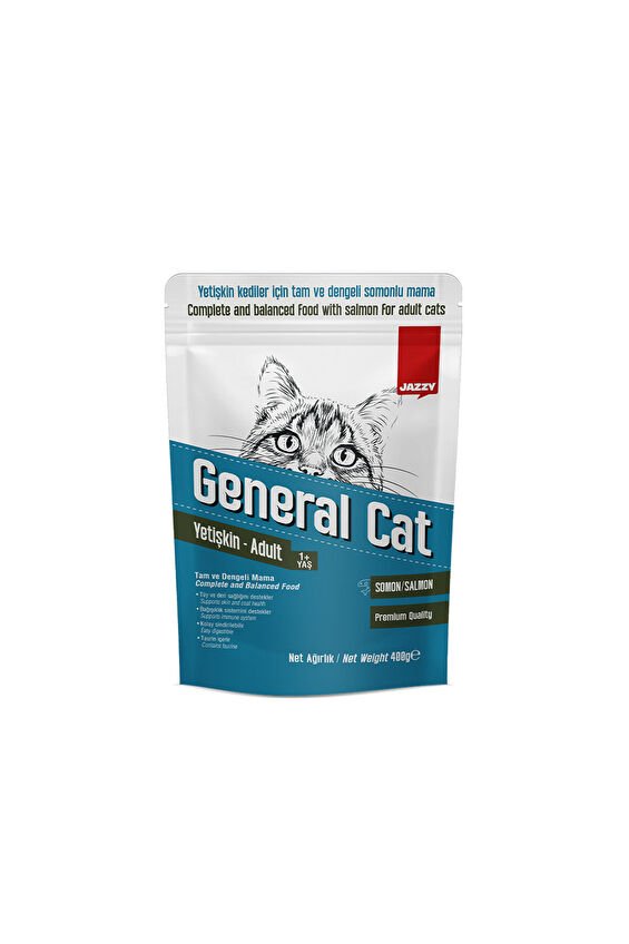 400 Gr Jazzy General Cat Yetişkin Kedi Maması Somonlu 12li