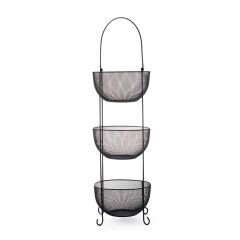 Design Aleyna 3 Katlı Metal Sebze ve Meyvelik - Siyah