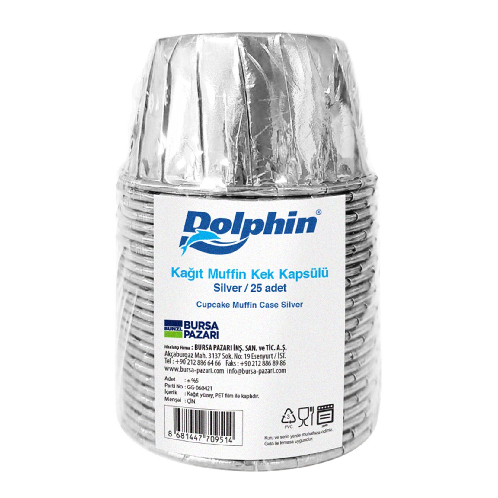 Dolphin Kağıt Asorti Renkli Muffin Kek Kapsülü 25'li