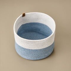Living Yuvarlak Organizer Sepet - Gri / Beyaz - 14x24x24 cm