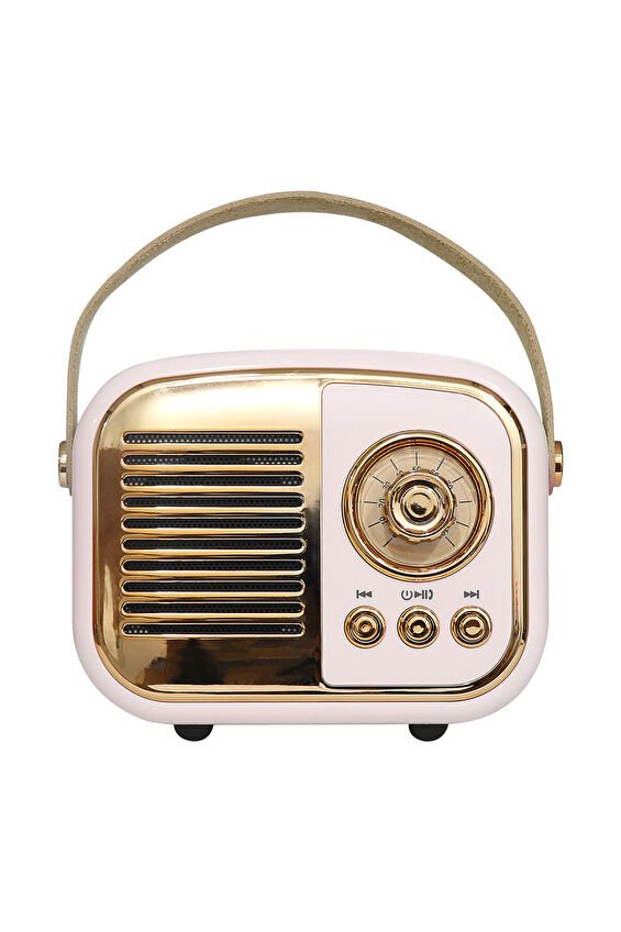 Mikado MD-24BT Echoes 3W 800mAh Pembe Usb+TF Kart+Bluetooth Destekli Klasik Retro Müzik Kutusu