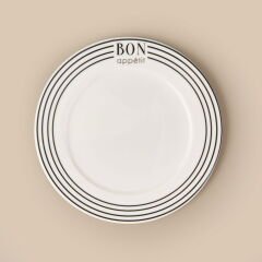 Kitchen Elegant Curves Porselen Pasta Tabağı - Siyah / Beyaz - 20 cm