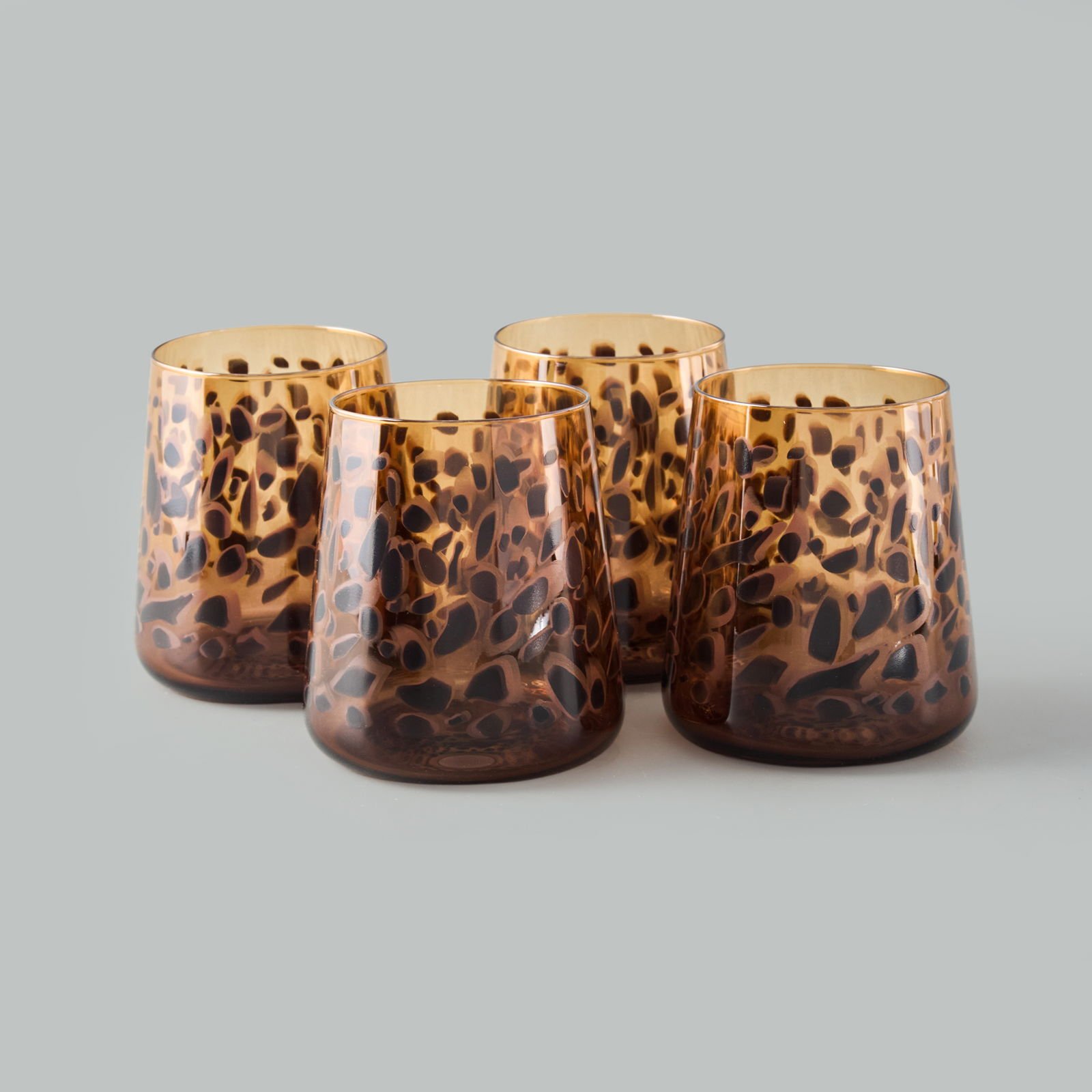 Leopar 4'lü Su Bardağı Seti - Kahverengi - 420 ml