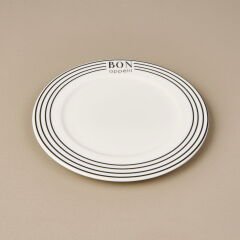 Kitchen Elegant Curves Porselen Pasta Tabağı - Siyah / Beyaz - 20 cm