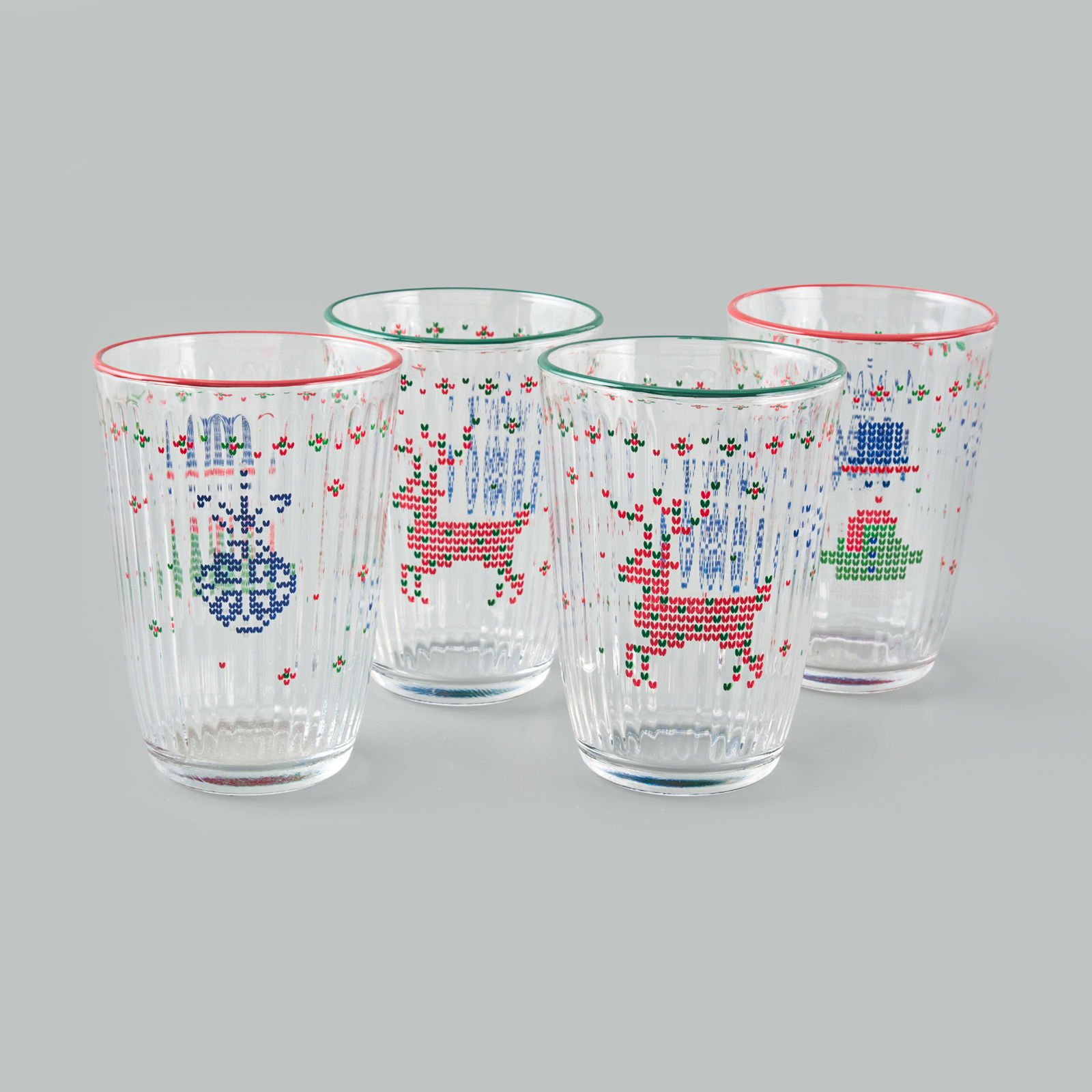 Winter Ornament 4'lü Meşrubat Bardağı Seti - Renkli - 395 ml
