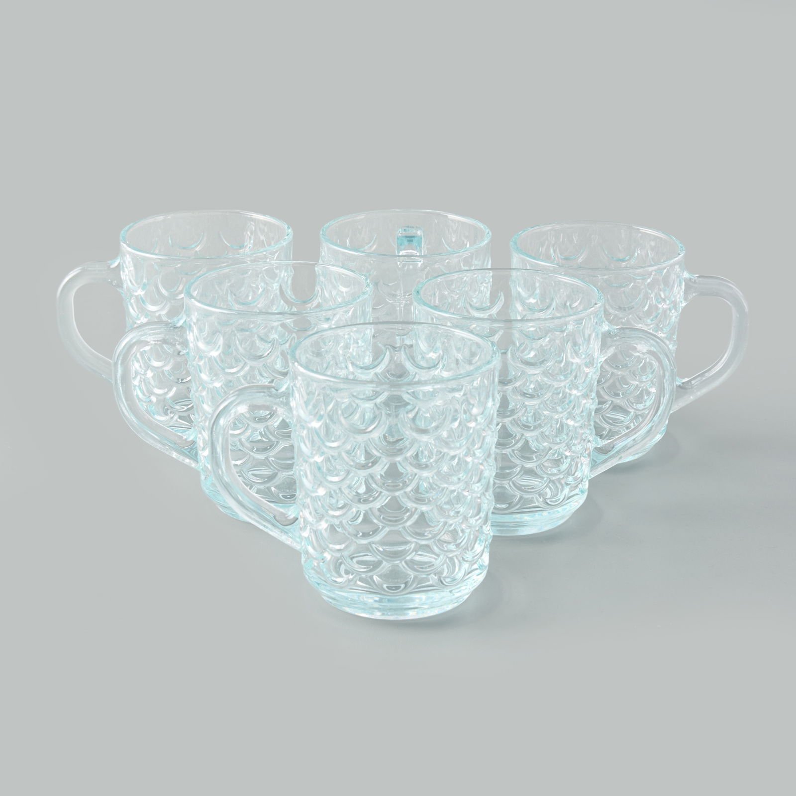 Glass Cam Balık Sırtı Desenli Kupa - Şeffaf - 240 ml