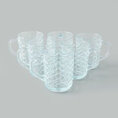 Glass Cam Balık Sırtı Desenli Kupa - Şeffaf - 240 ml