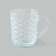 Glass Cam Balık Sırtı Desenli Kupa - Şeffaf - 240 ml