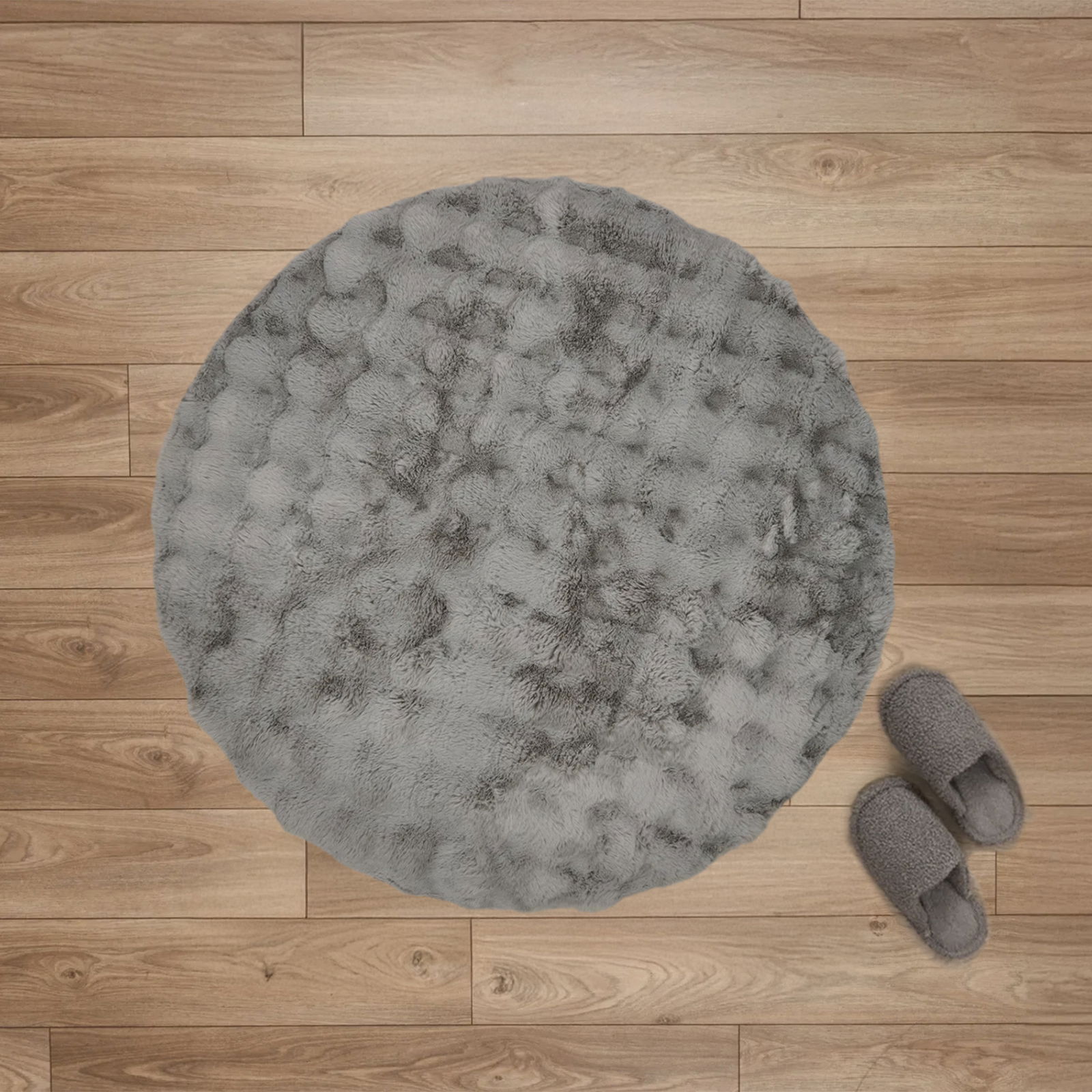Soft Bubble Yuvarlak Halı - Gri - 100x100 cm