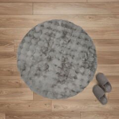 Soft Bubble Yuvarlak Halı - Gri - 100x100 cm