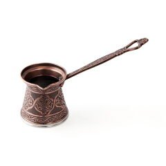 Metal Desenli Cezve No:2 - Kahverengi - 110 ml