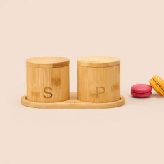 Bambu 2'li Baharatlık - Açık Kahverengi