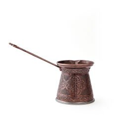 Metal Desenli Cezve No:6 - Kahverengi - 390 ml