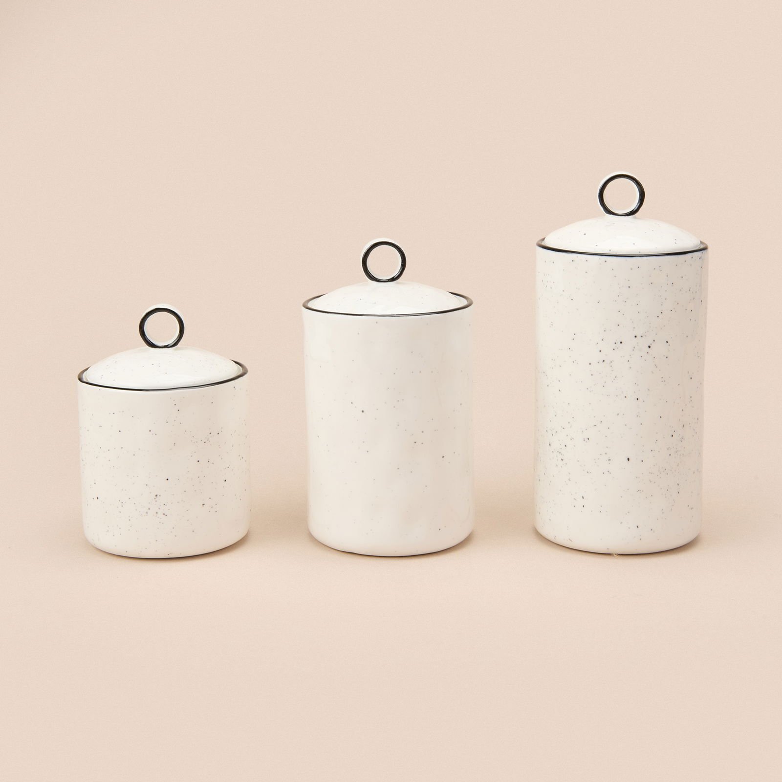 3'lü Sıralı Baharatlık Takımı - Beyaz / Siyah