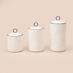 3'lü Sıralı Baharatlık Takımı - Beyaz / Siyah