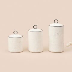 3'lü Sıralı Baharatlık Takımı - Beyaz / Siyah