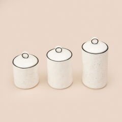 3'lü Sıralı Baharatlık Takımı - Beyaz / Siyah