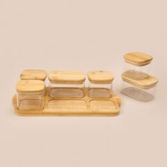 6'lı Cam Kahvaltılık Seti - Açık Kahverengi / Şeffaf