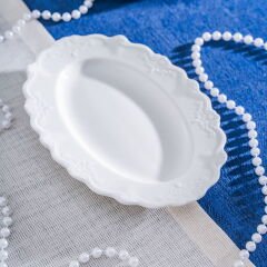 King Kayık Tabak - Kırık Beyaz - 20 cm
