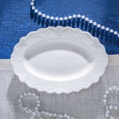 King Kayık Tabak - Kırık Beyaz - 20 cm