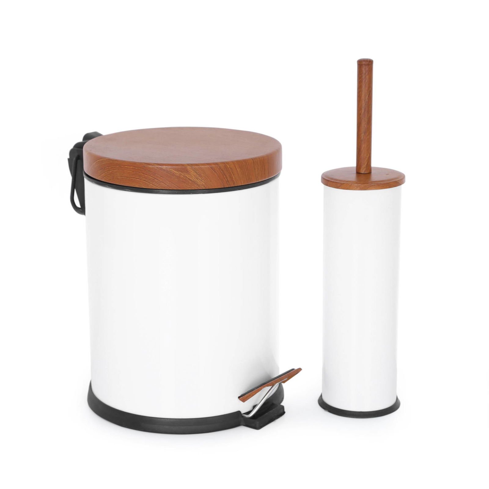 Bath Ahşap Desenli 2’li Banyo Seti – Beyaz