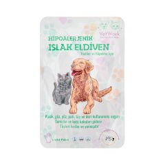 Hipoalerjenik Islak Kedi Köpek Eldiveni - Beyaz - 18 cm