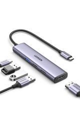 UGREEN Revedok 5-in-1 Type-C Giriş 3xUSB-A 1xUSB-C PD 100W 1x 4K/30Hz HDMI Gri 15495