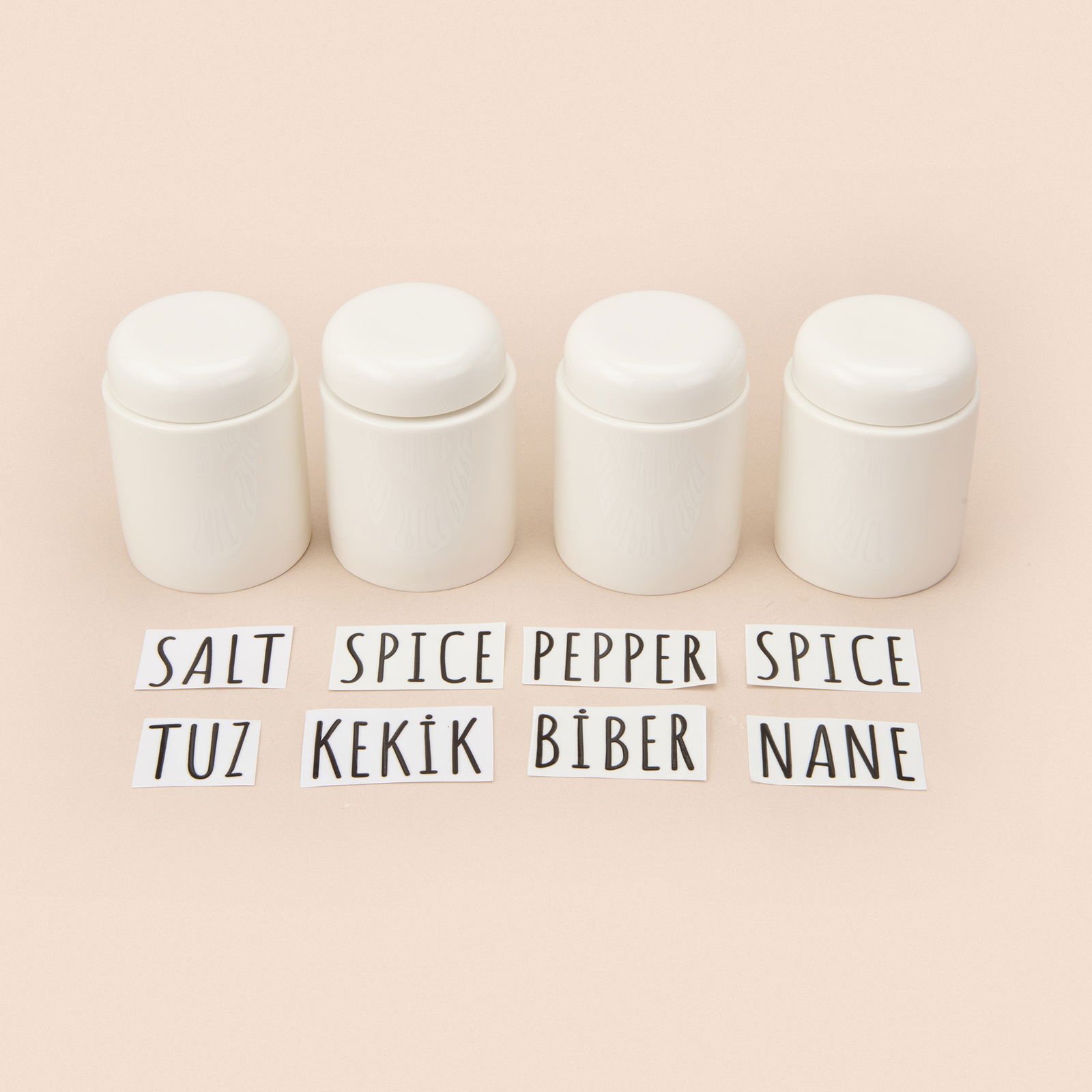 4'lü Mini Porselen Baharatlık - Beyaz