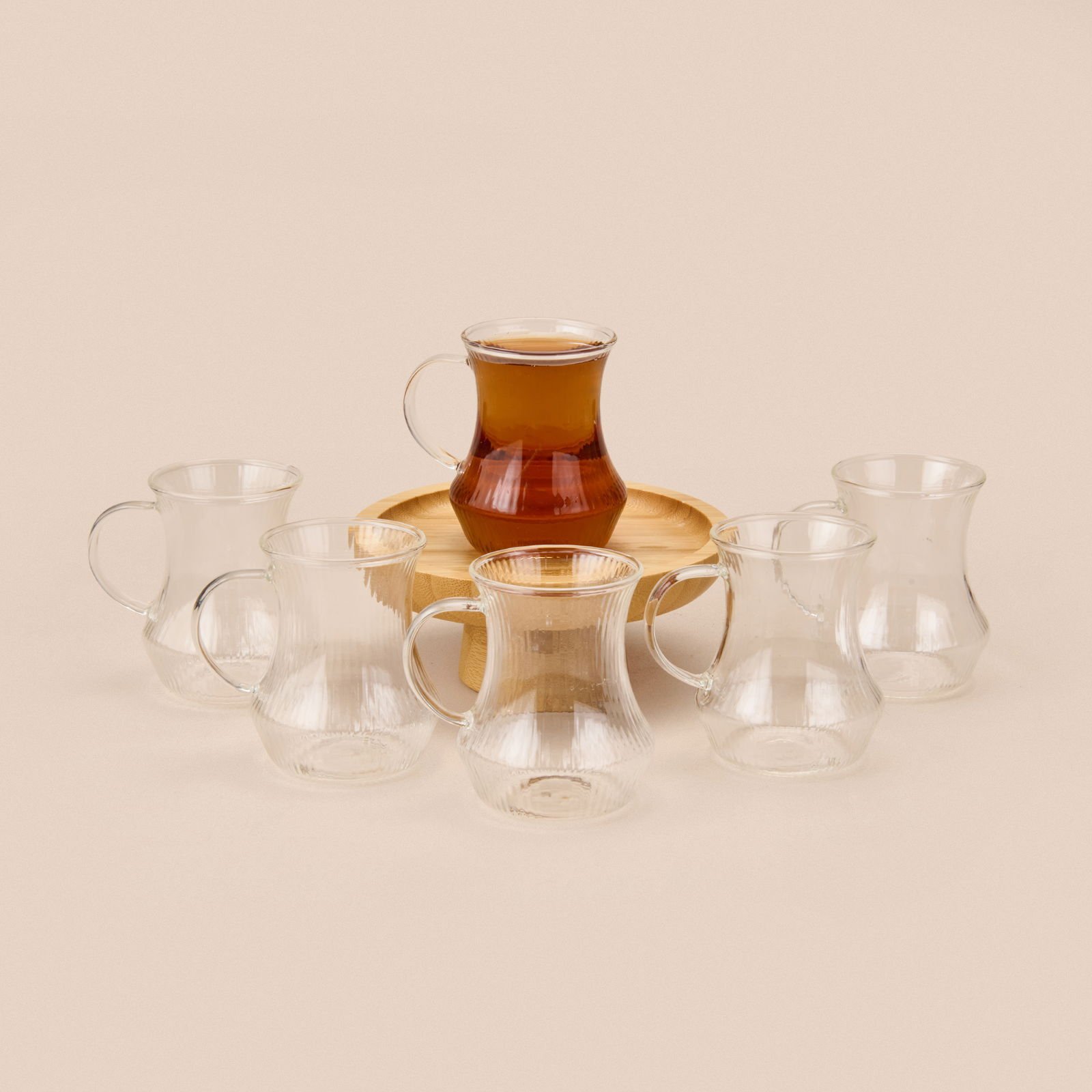 6'lı Kulplu Cam Bardak - Şeffaf