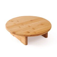 Bambu Ayaklı Yuvarlak Kesme Tahtası - Bej - 29,5x31,5 cm