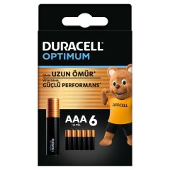 Duracell Optimum AAA Alkalin İnce Kalem Pil 1,5 V (LR03 / MN2400) 6’lı Paket