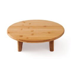 Bambu Ayaklı Yuvarlak Kesme Tahtası - Bej - 29,5x31,5 cm