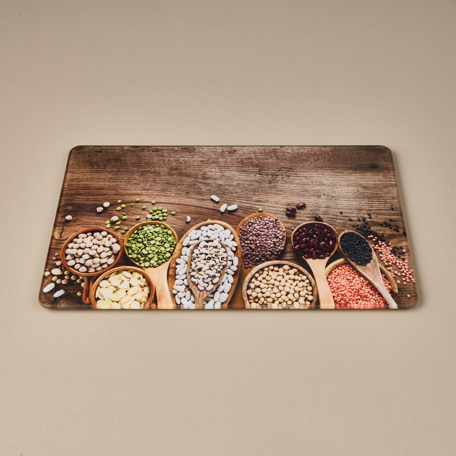 Sebze Desenli Cam Kesme Tahtası - Renkli - 20x30 cm