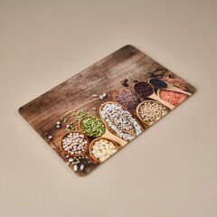 Sebze Desenli Cam Kesme Tahtası - Renkli - 20x30 cm