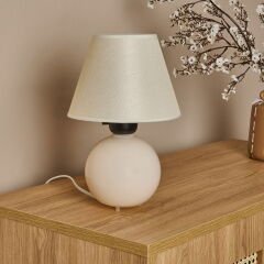 Luce Simena Cam Abajur - Beyaz / Krem