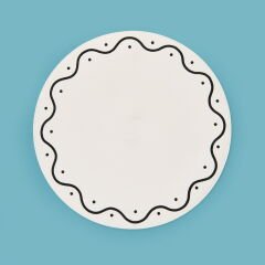 Kitchen Yuvarlak Deri Supla - Beyaz / Siyah - 38 cm