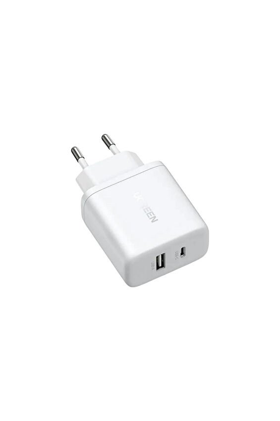 UGREEN 20W 2 Portlu Hızlı Şarj Cihazı 1xUSB-A 1xUSB-C Beyaz 45310