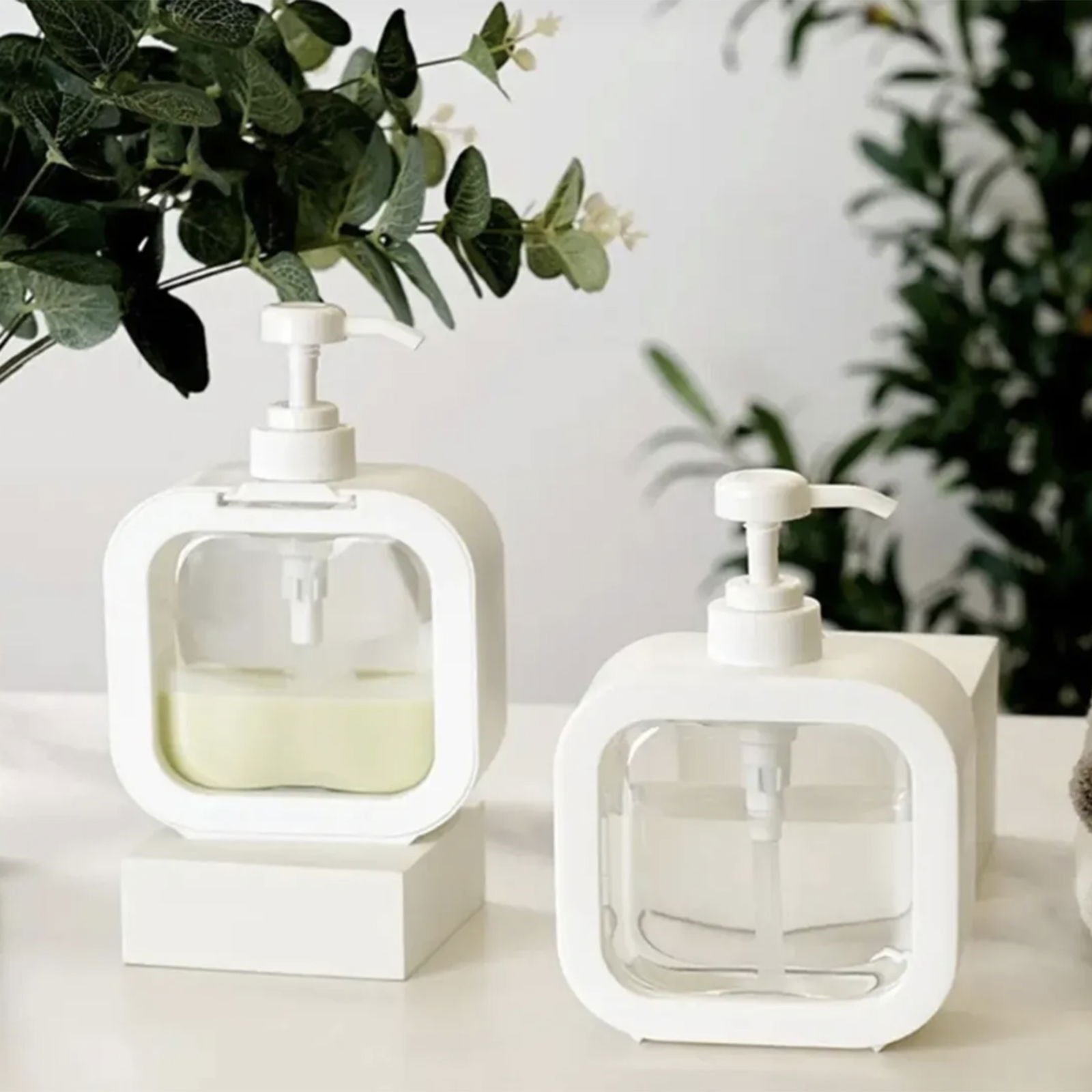 Şeffaf Sıvı Sabunluk - Beyaz - 16 cm