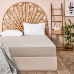 Soft Basic Çift Kişilik Lastikli Çarşaf - Bej - 180x200 cm