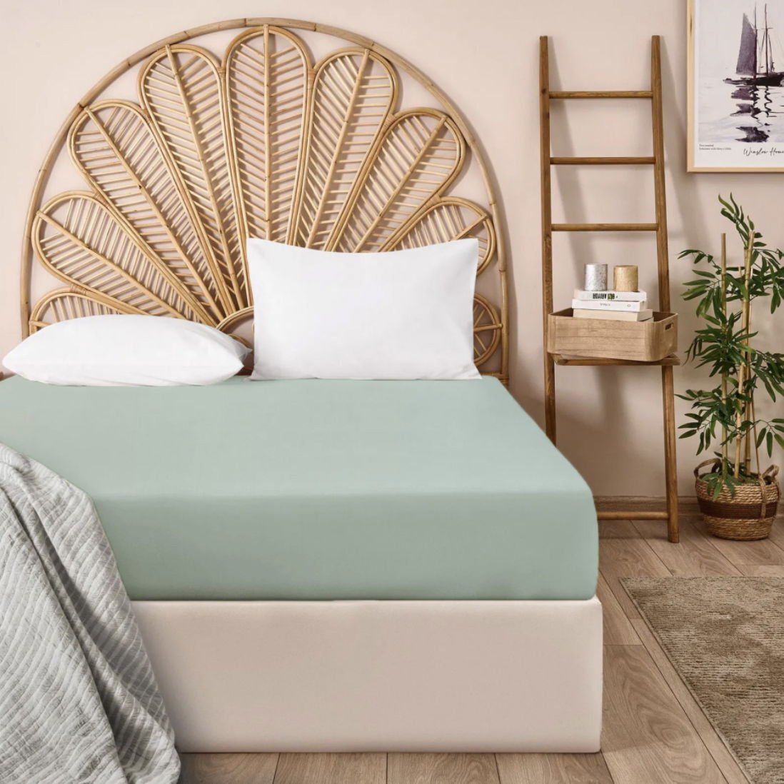 Soft Basic Tek Kişilik Düz Kenar Çarşaf - Yeşil - 160x240 cm
