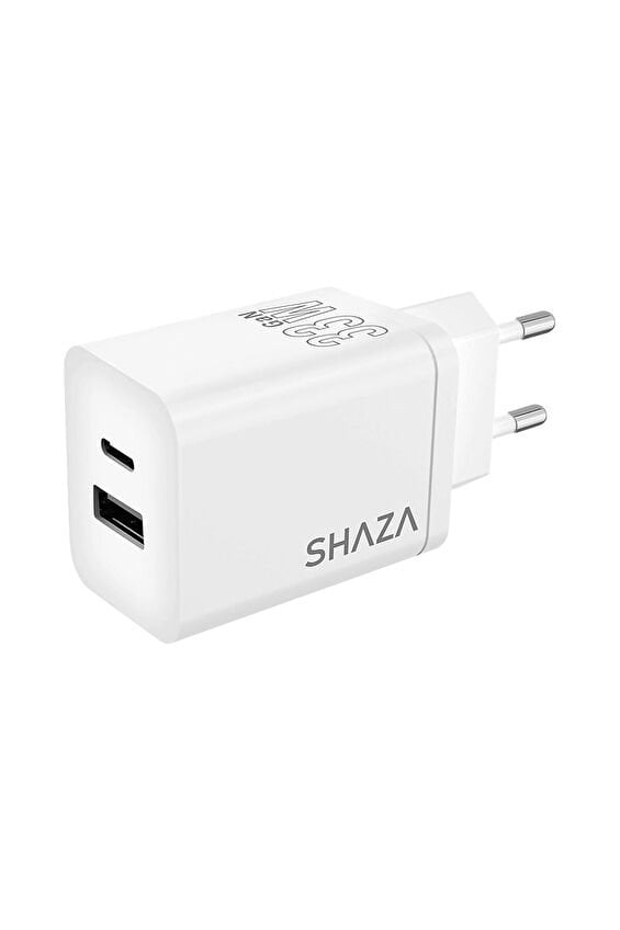 SHAZA Çift Çıkışlı Usb QC3.0 Type-C PD 33W  Şarj Adaptörü