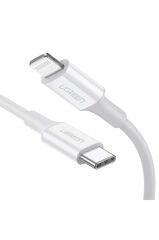 UGREEN Type-C to Lightning 3A PD MFi Sertifikalı Hızlı Şarj Kablosu 2 Metre Beyaz 60749