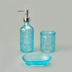 Bath 3'lü Cam Banyo Sıvı Sabunluk Seti - Mavi