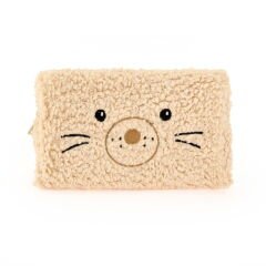 Teddy Desenli Peluş Kalemlik - Bej - 22x12 cm
