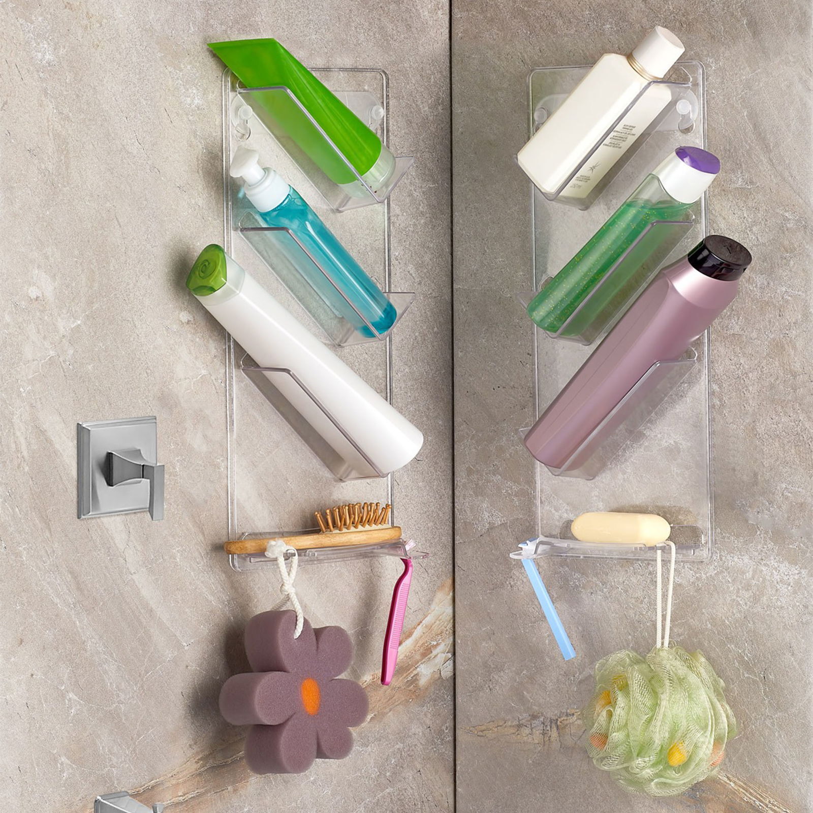 Store 2'li Banyo Duş Organizeri - Şeffaf - 40,6x16,4x7,4 cm
