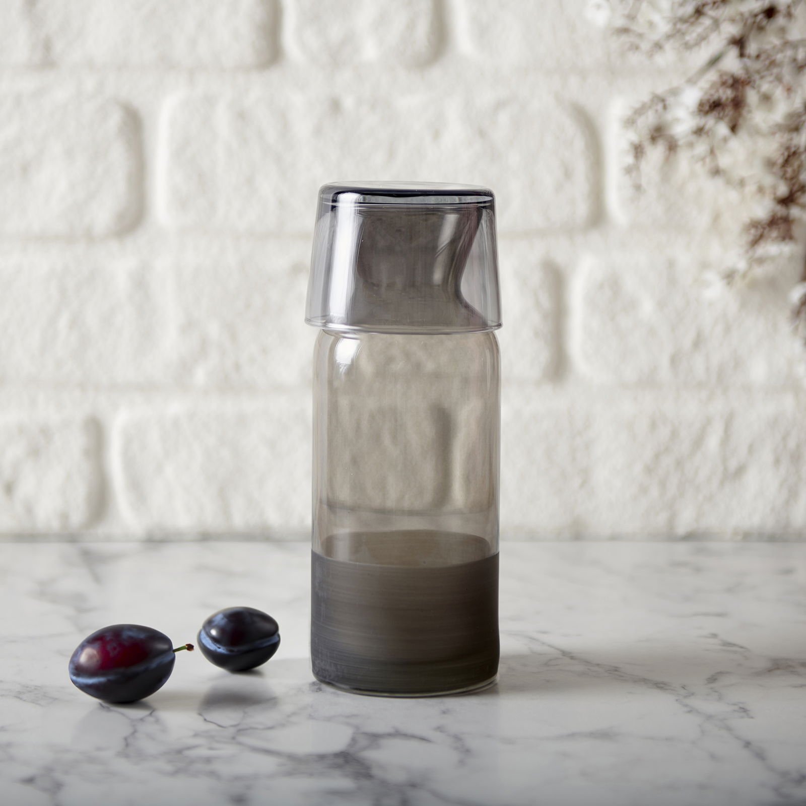 Matte Bardaklı Sürahi - Siyah - 700 ml