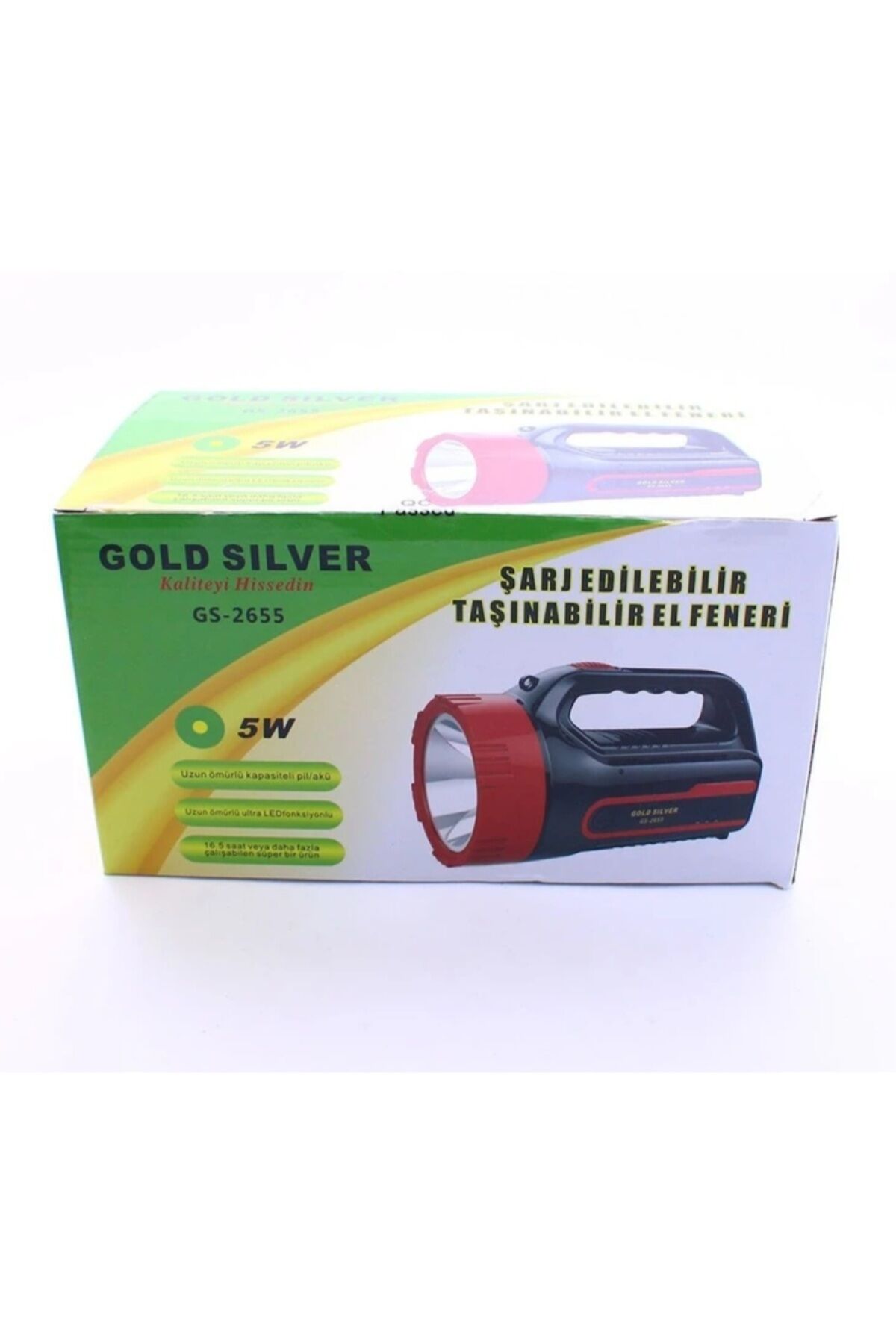 Gold Silver Şarj Edilebilir Taşımabilir El Feneri 5W Gs2665